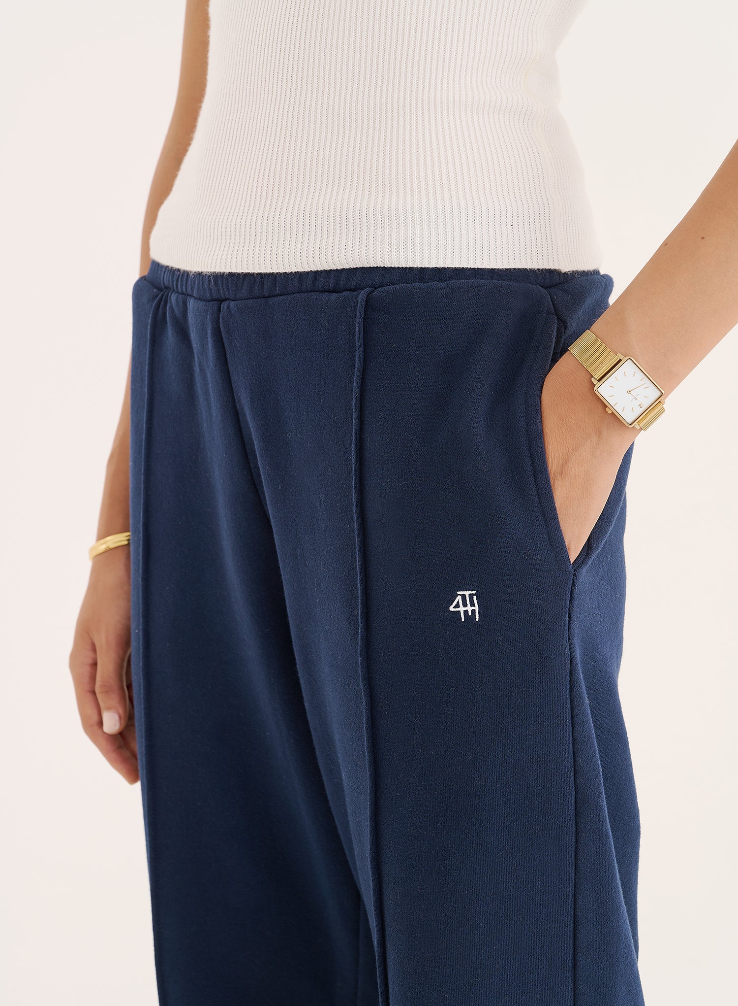 Navy 4th Wide Leg Branded Joggers